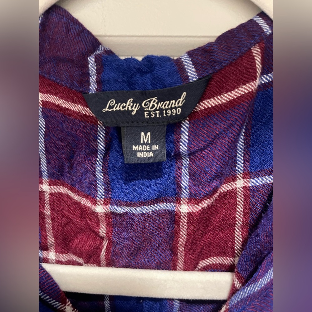 Lucky Brand Plaid Button-Down Shirt - Burgundy and Blue - Picture 4 of 6